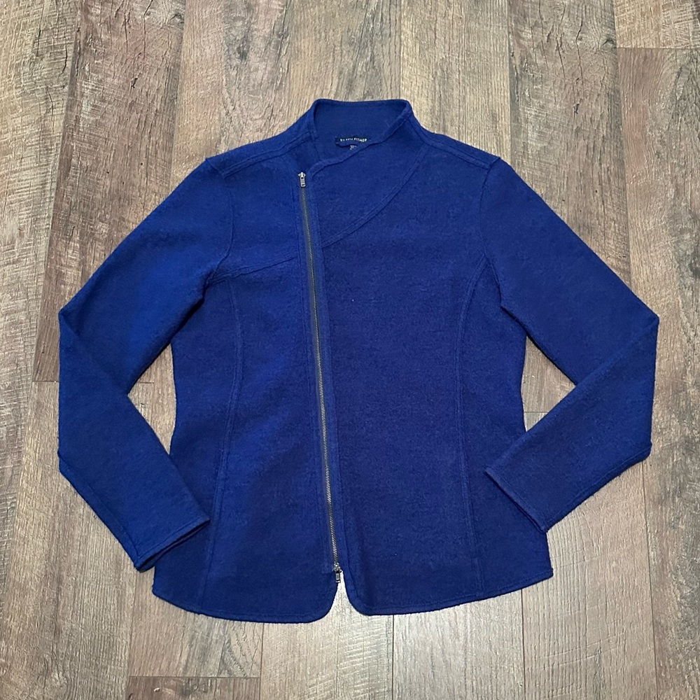 Asymmetrically Zippered 100% Merino Wool Blazer by EILEEN FISHER